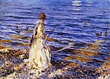 John Singer Sargent - Girl Fishing painting